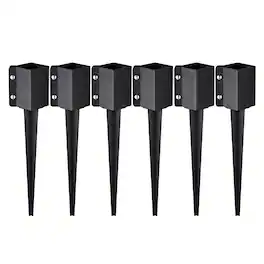 VEVOR - Fence Post Anchor Ground Spike, 6 Pack 24 x 4 x 4 Inches Outer Diameter (Inner Diameter 3.5 x3.5 Inches) - Black