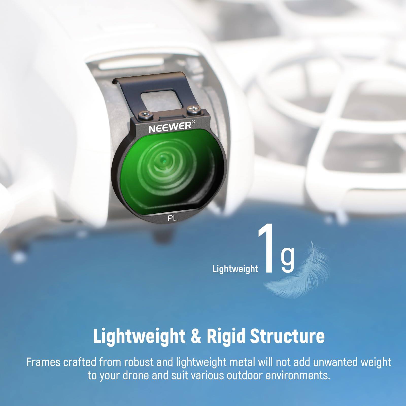 NEEWER PL Lightweight 1g Lightweight & Rigid Structure Frames crafted from robust and lightweight metal will not add unwanted weight to your drone and suit various outdoor environments.
