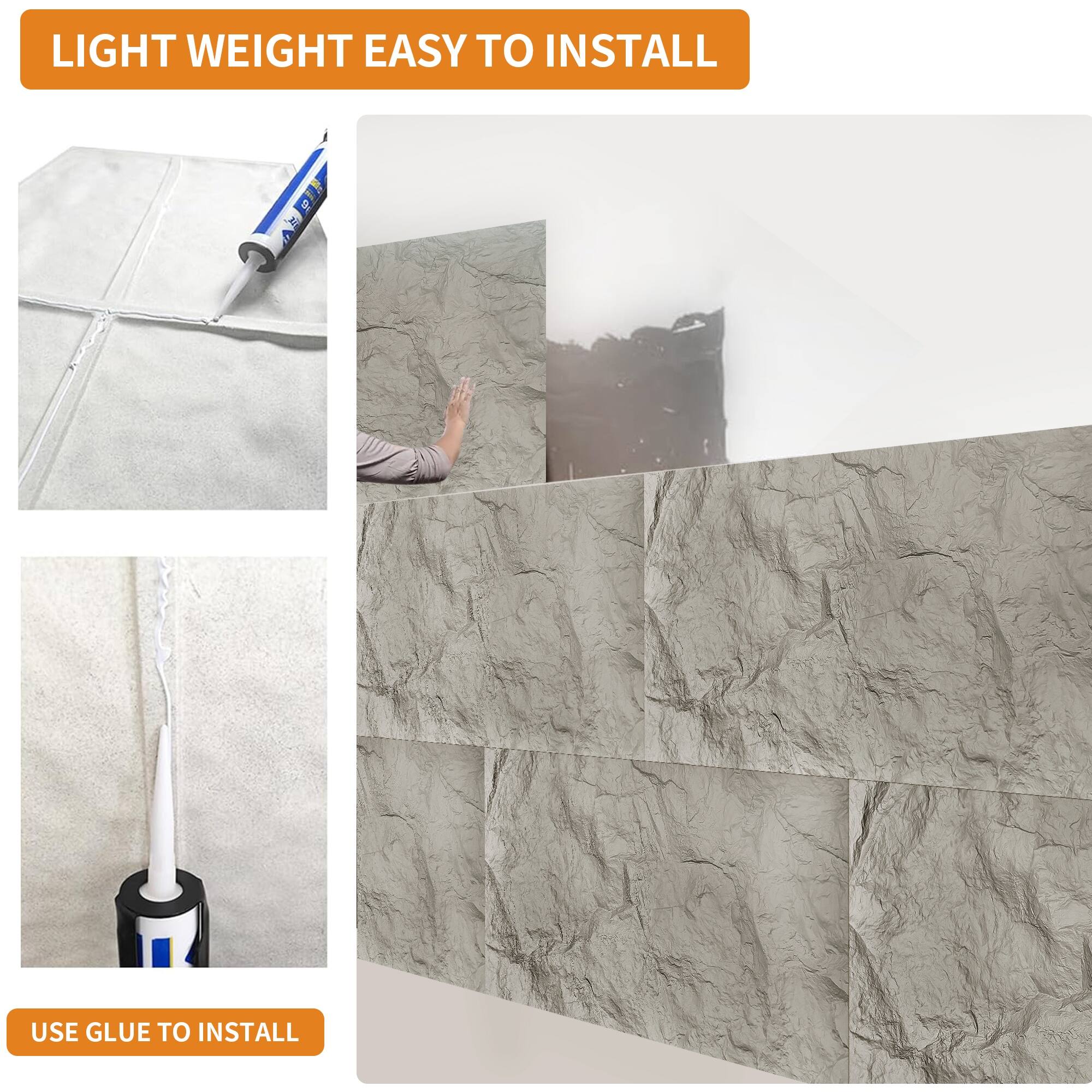 LIGHT WEIGHT EASY TO INSTALL  
USE GLUE TO INSTALL