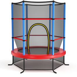 Gymax - 55'' Trampoline for Kids Recreational Trampoline w/ Safety Enclosure - Multicolor