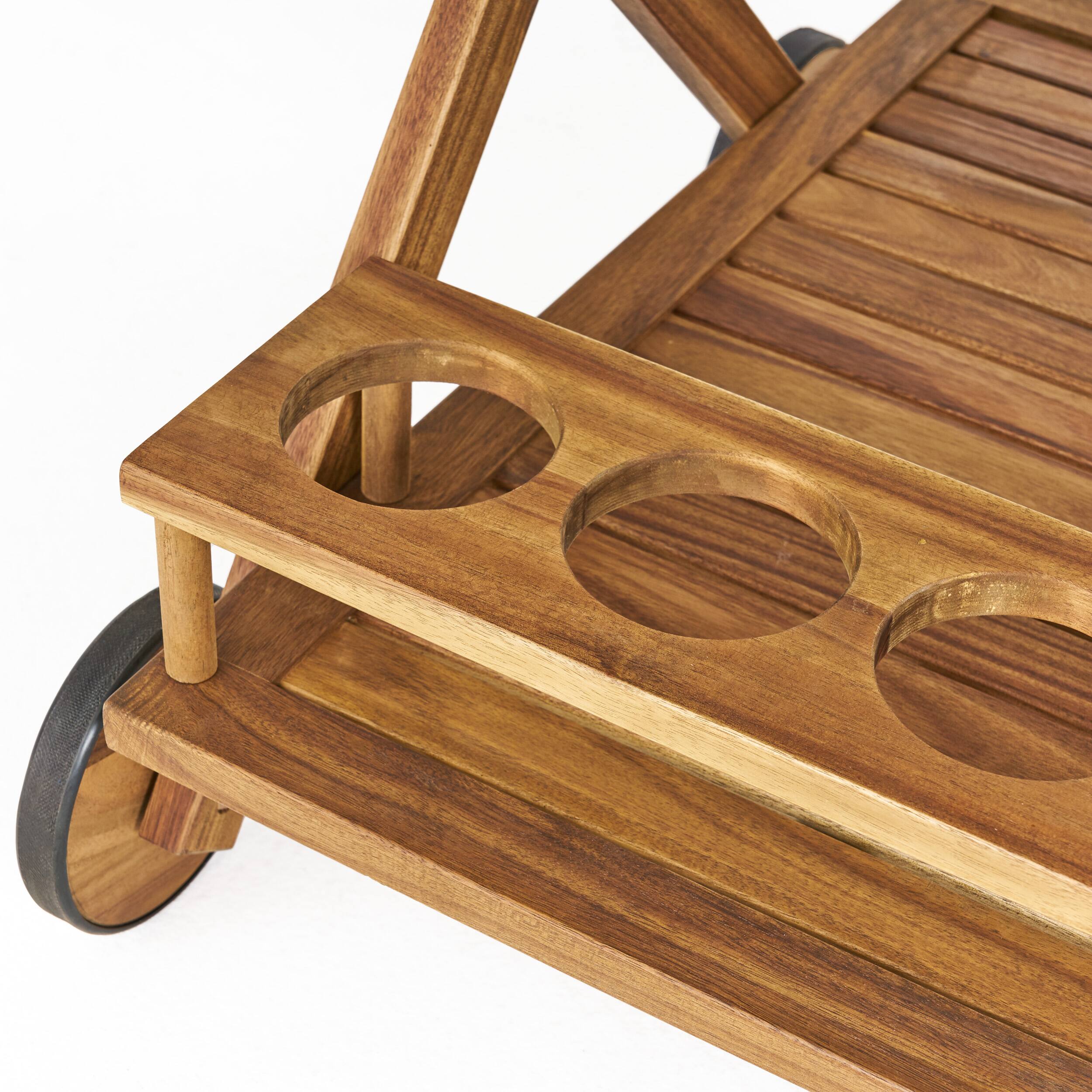 Alt View 7. Mondawe - Mobile Bar Cart with Acacia Wood Finish - Natural.