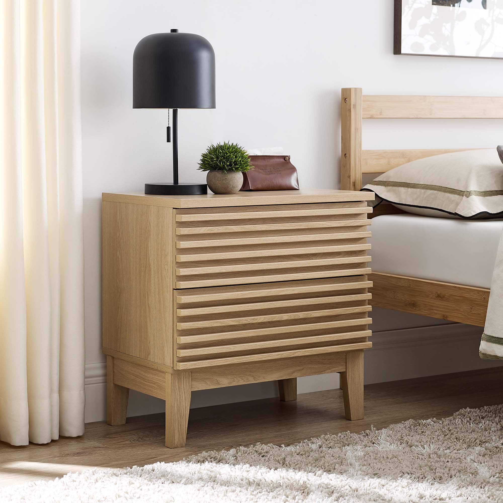 Render Two-Drawer Nightstand by Modway - Oak
