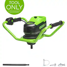 Greenworks - 60V Earth Auger / Post Hole Digger (Tool Only, Battery and Charger Not Included) 3704202T - Green