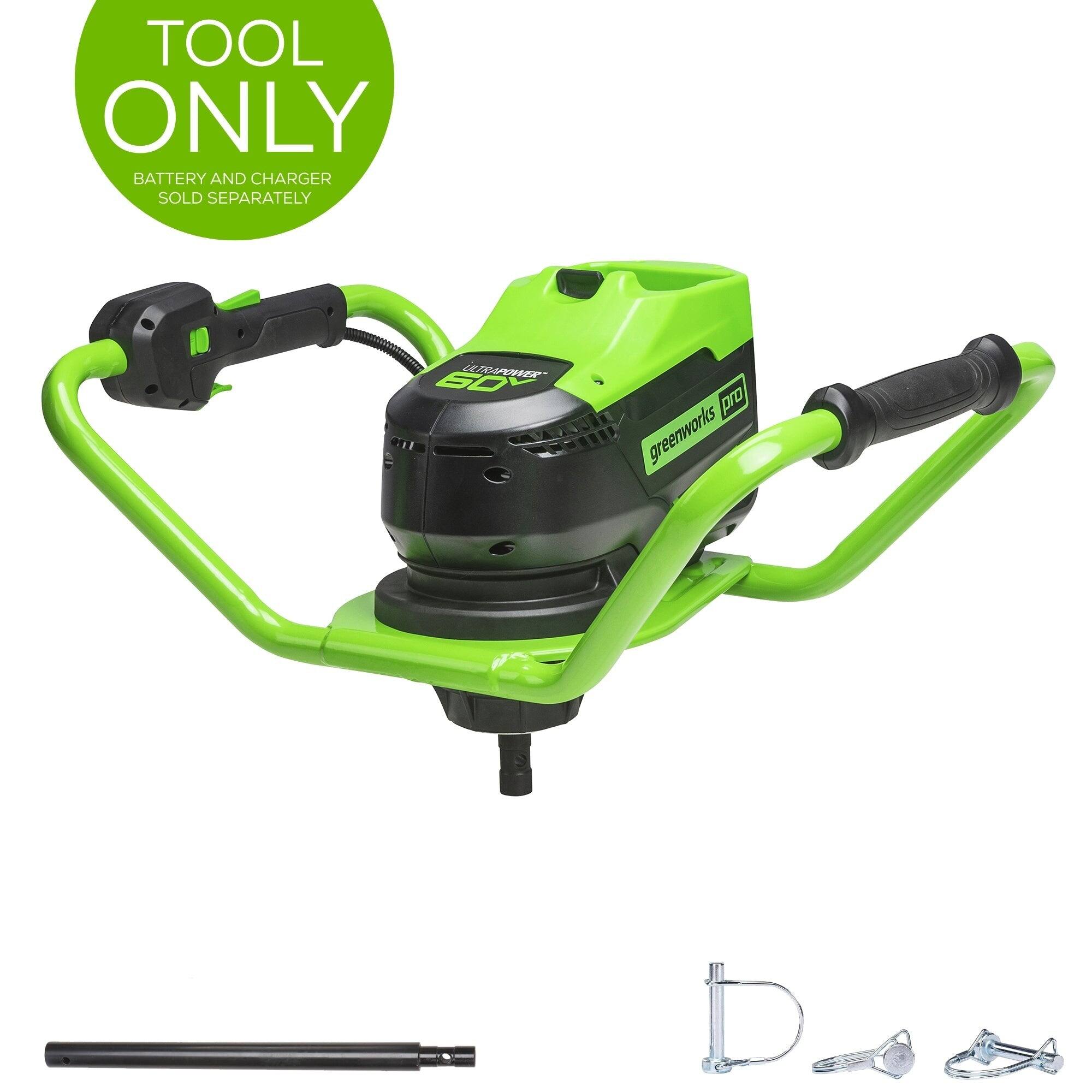 Greenworks - 60V Earth Auger / Post Hole Digger (Tool Only, Battery and Charger Not Included) 3704202T - Green