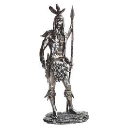 FC Design - 19.25"H Native American Warrior w/ Spear Native American Figurine Statue Office Desk Tabletop Home Decor Gift - Multi-Color