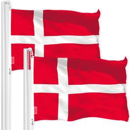 G128 - Denmark Flag 3x5 ft 2-Pack 150D Polyester with Brass Grommets and Pole Sleeve - Assorted Colors