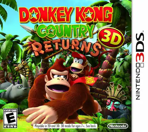 Donkey Kong Country Returns 3D
Playable in 2D and 3D. 3D mode for ages 7+. See back.
Nintendo 3DS
Everyone
Content Rated by ESRB - E (Everyone)