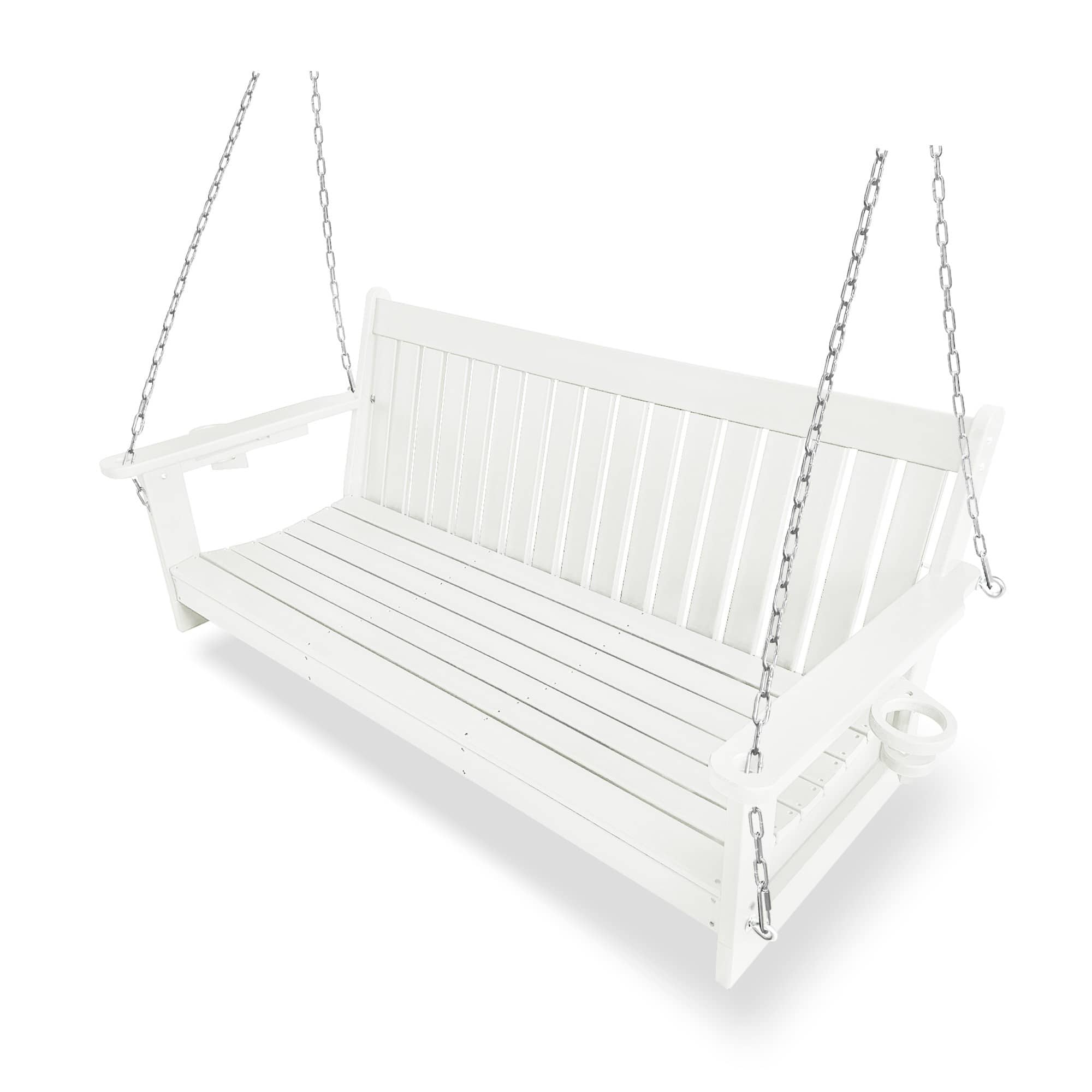 Fortune Candy - HDPE 5 ft Porch Swing Bench with Cupholders, High Backrest and Deep Contoured Seat for Outdoor Patio Garden (3-Seater) - White price history on PriceWatchPro