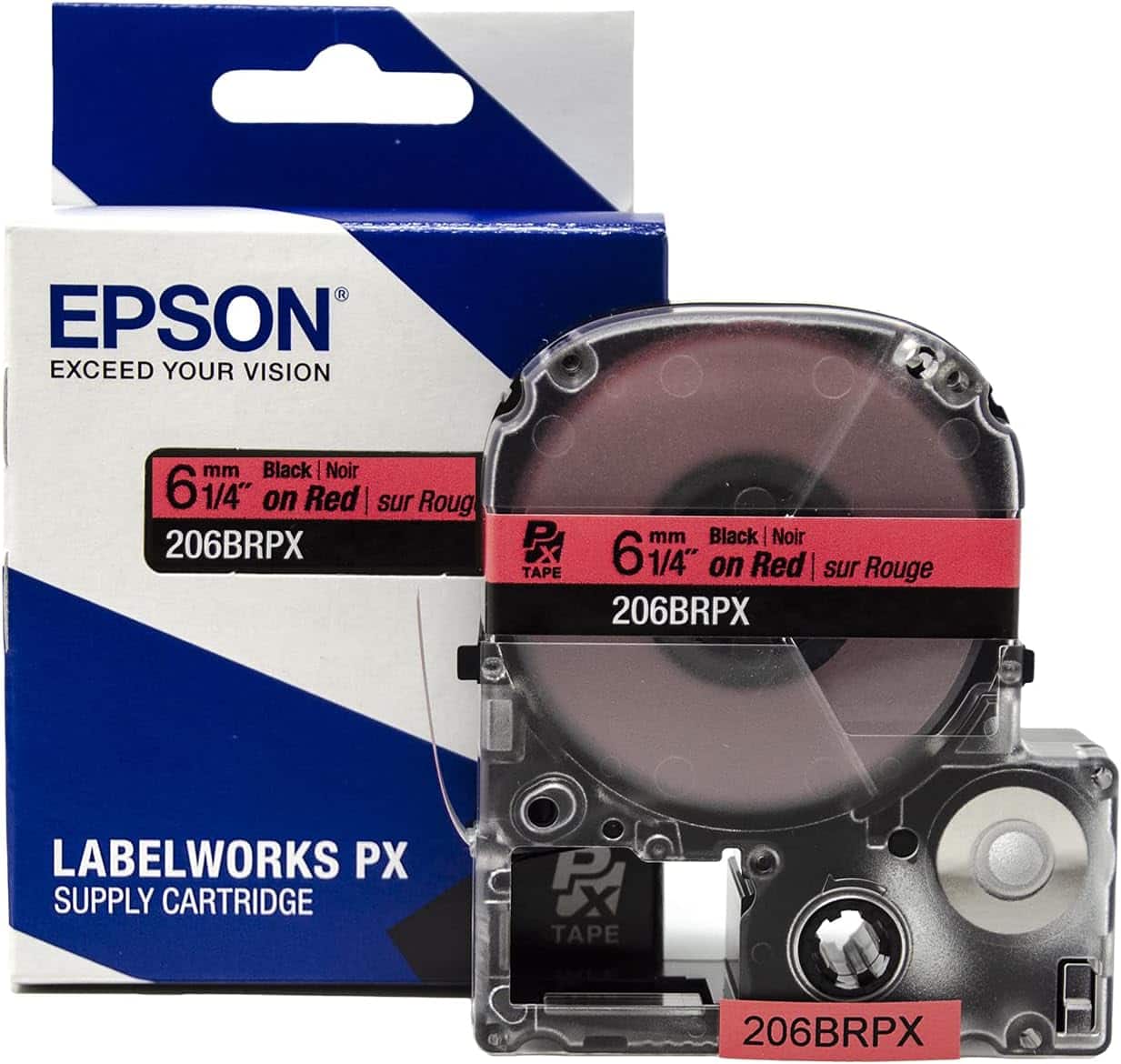 Epson - 1/4" Tape - 206BRPX - Black on Red