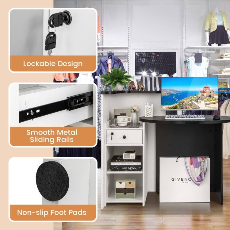 Lockable Design  
Smooth Metal Sliding Rails  
Non-slip Foot Pads