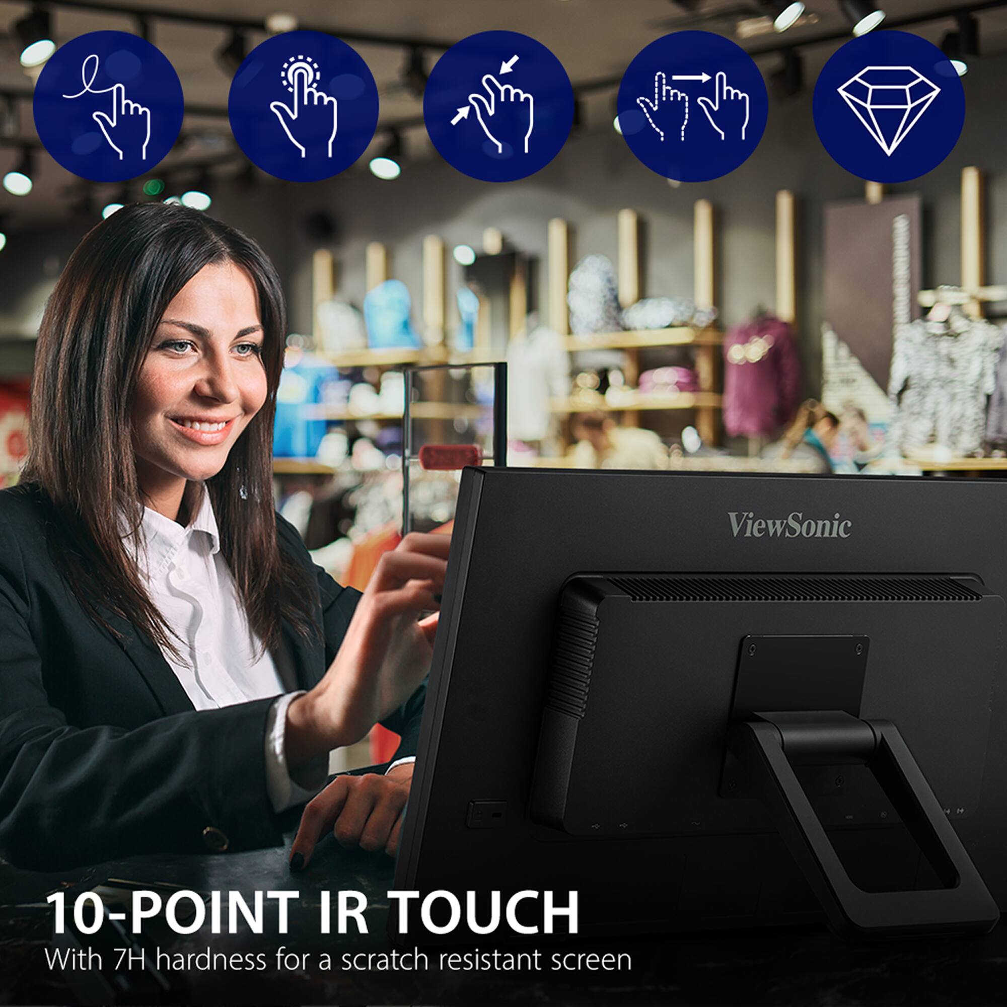 ViewSonic 10-Point IR TOUCH With 7H hardness for a scratch resistant screen