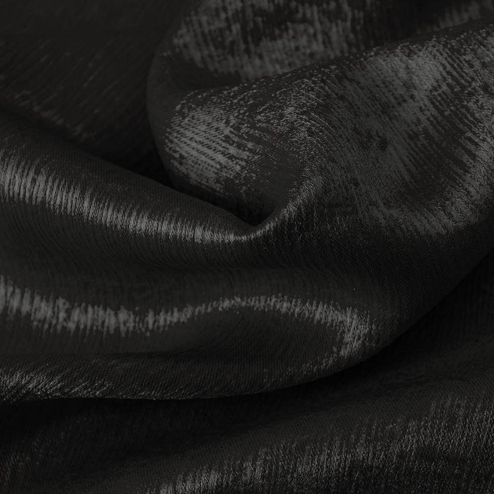 Left. Olivia Gray - Olivia Gray Lina Matte Embossed Blackout Grommet Single Panel - 52x90" Black - Black.
