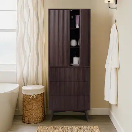 Front. Teamson Home - Teamson Home Tremolo Linen Cabinet, Espresso - Black.