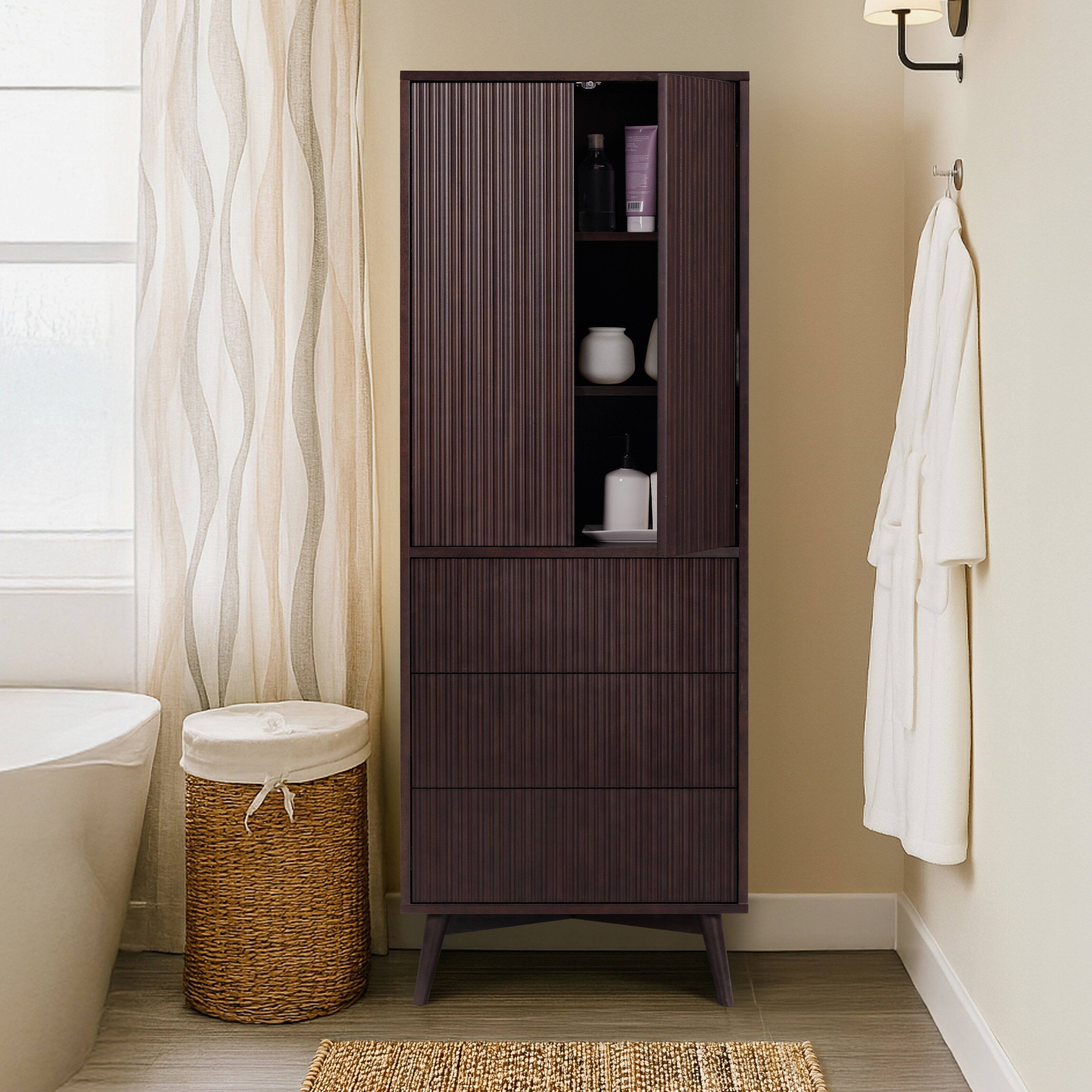 Front. Teamson Home - Teamson Home Tremolo Linen Cabinet, Espresso - Black.