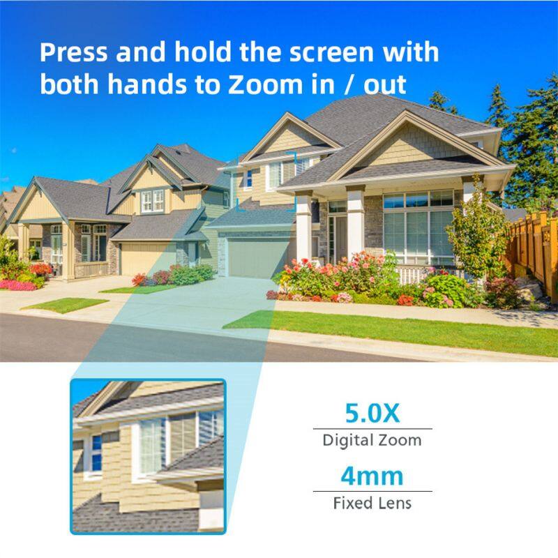 Press and hold the screen with both hands to Zoom in / out

5.0X Digital Zoom  
4mm Fixed Lens