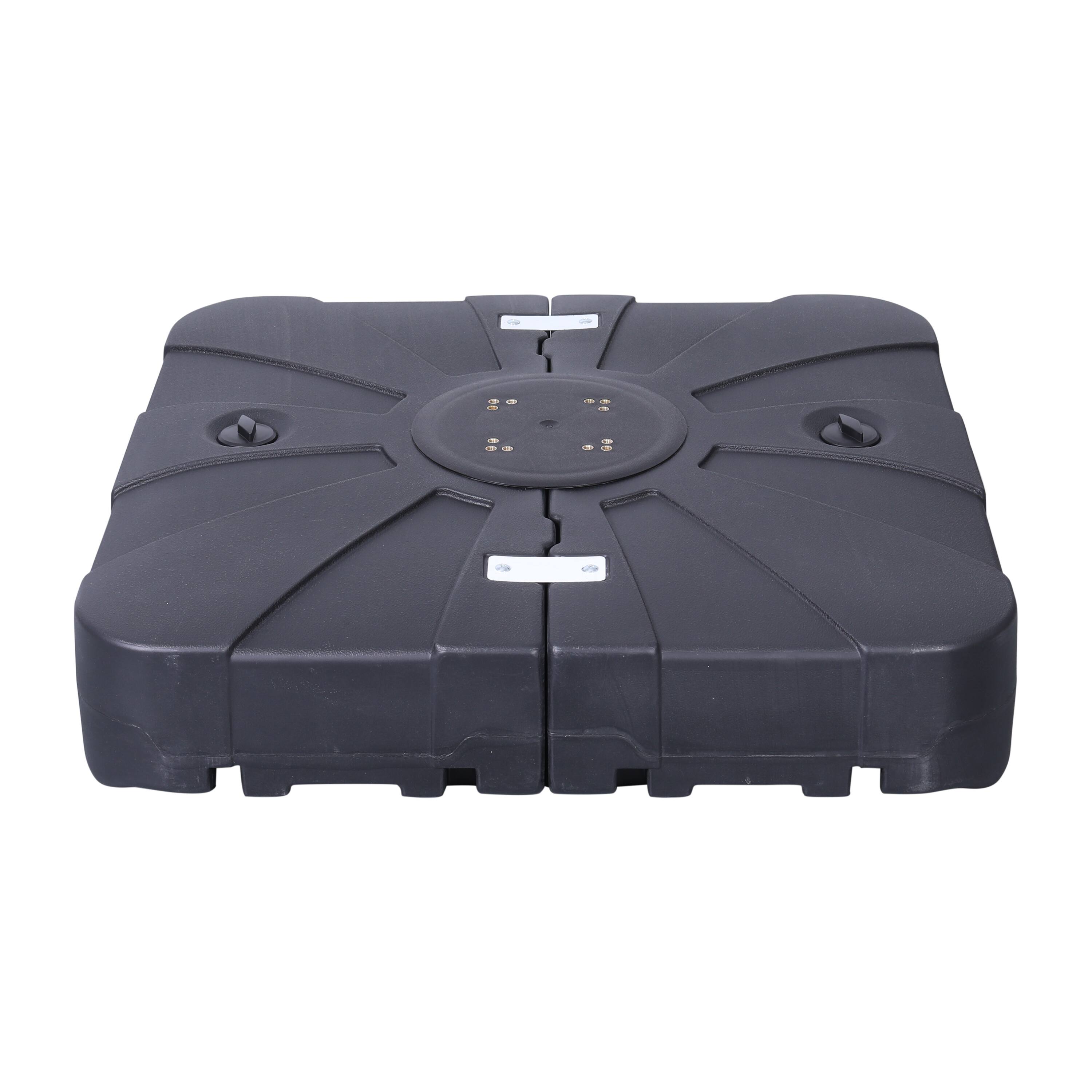 Angle. Flash Furniture - Hank Heavy Duty Weather-Resistant Universal Offset Umbrella Base with Grooved Handles and Built-In Wheels in Black - Black.