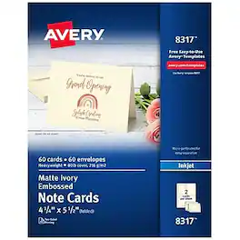 Avery - Embossed General Use Note Cards, Matte 60/Pack (08317) - Ivory