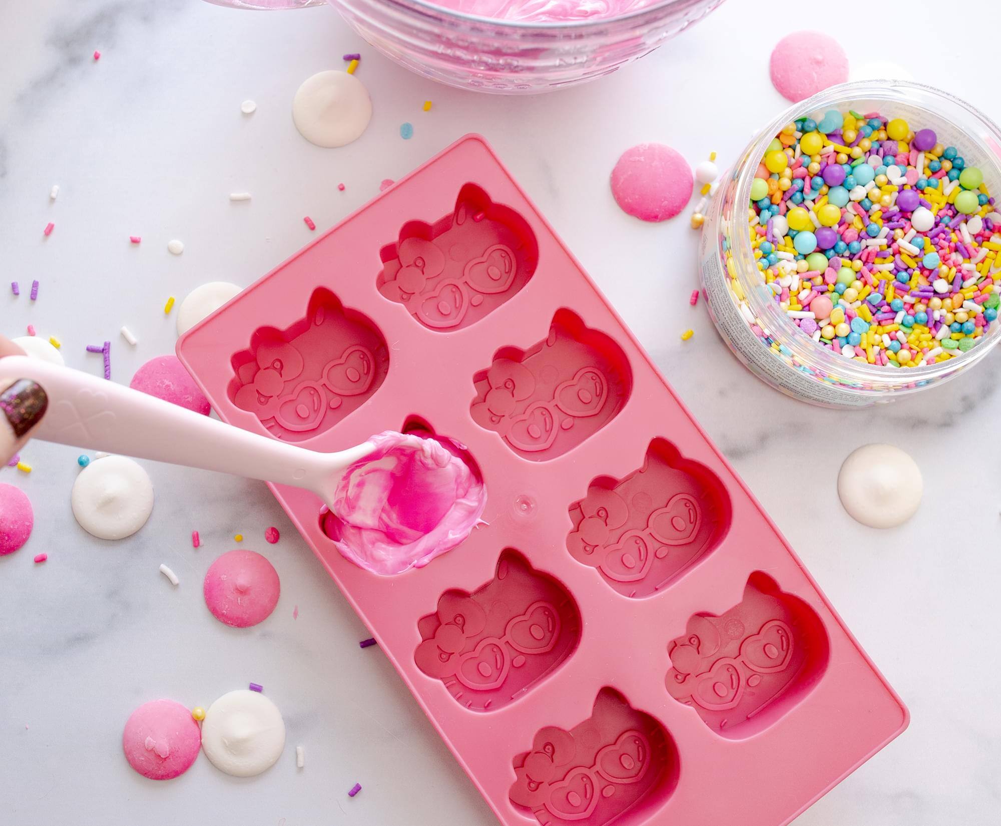 Alt View 3. Silver Buffalo - Sanrio Hello Kitty Hearts Silicone Ice Cube Tray | Makes 8 Cubes - Pink.