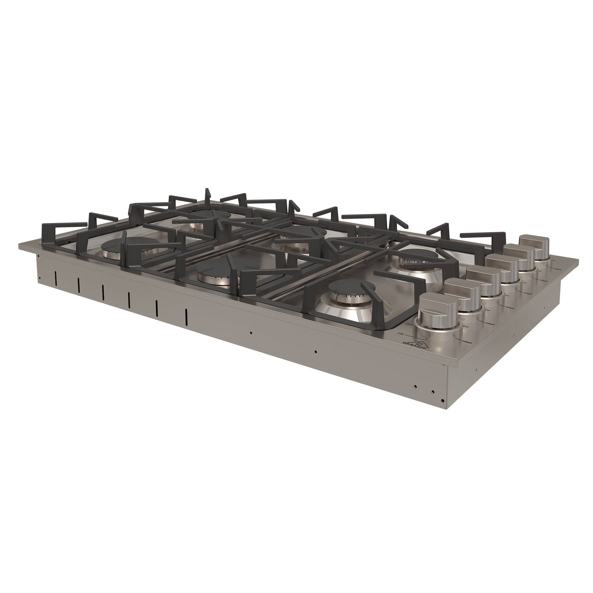 Alt View 8. Boyel Living - 36 in. 6 Burners Smooth Top Cooktop Surface Control Gas Cooktop in Stainless Steel - Silver.