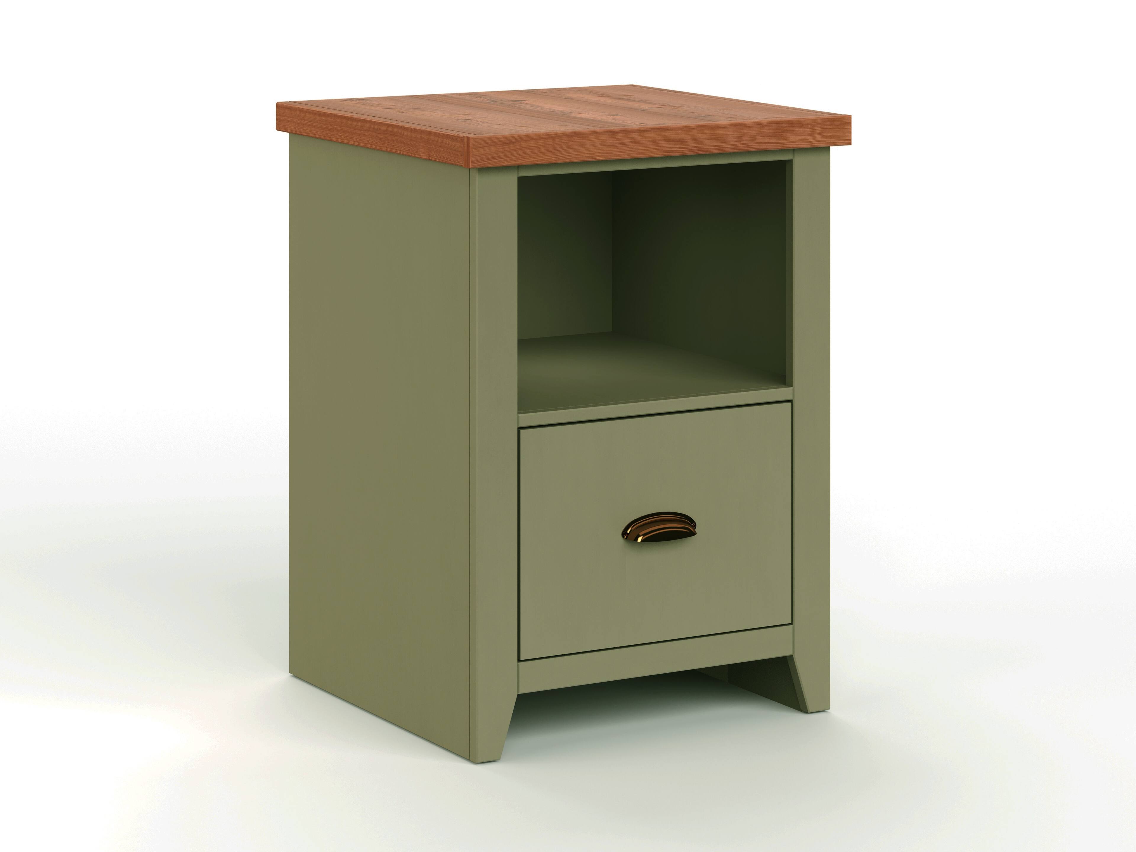 Back. TinyHomie - 22 inch One Drawer File No Assembly Required Sage Green and Fruitwood Finish.