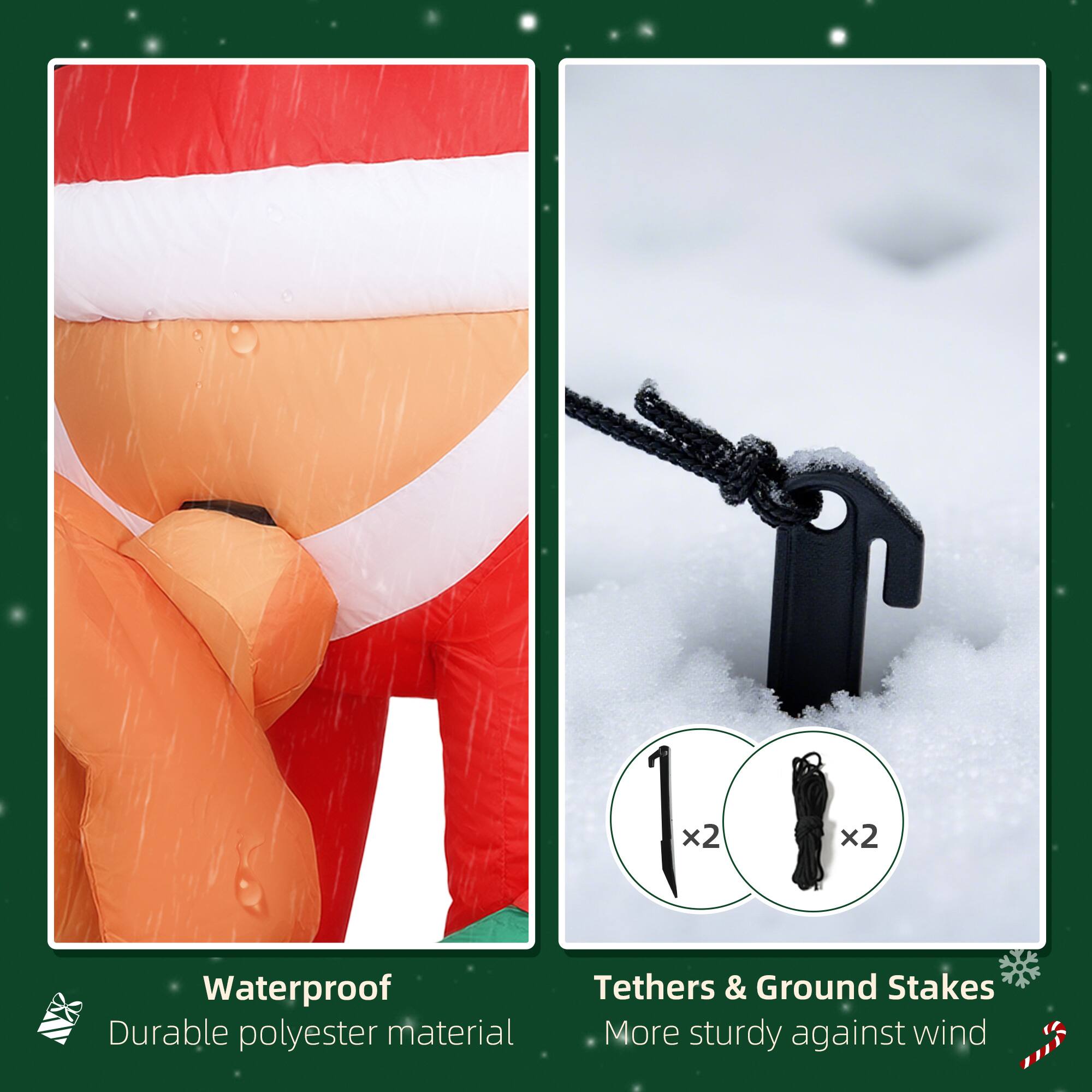 Waterproof  
Durable polyester material  

Tethers & Ground Stakes  
More sturdy against wind