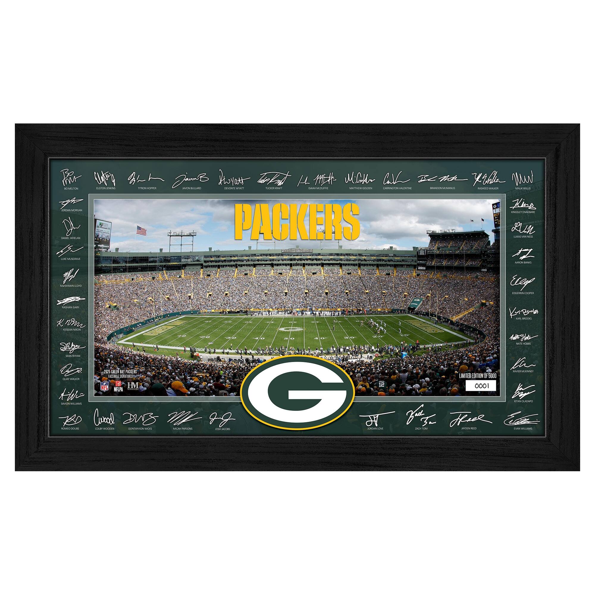 Highland Mint - Green Bay Packers 12" x 20" 2025 Signature Gridiron Panoramic Framed Photo - Multicolor