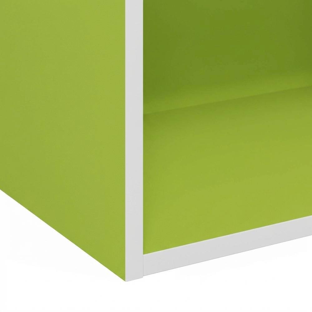 Alt View 2. FurniFact - 3-Tier Open Shelf Bookcase with Engineered Wood Construction - Green/White.