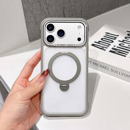 Dteck - Magnetic Case for Apple iPhone 17 Pro Max, Premium Matte Shockproof Hybrid Protective Cover with Built-in Ring Kickstand - Gray