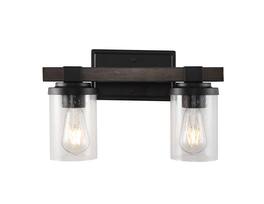 Jonathan Y - Bungalow 15" 2-Light Iron/Seeded Glass Rustic Farmhouse LED Vanity Light, Oil Rubbed Bronze - Oil-Rubbed Bronze