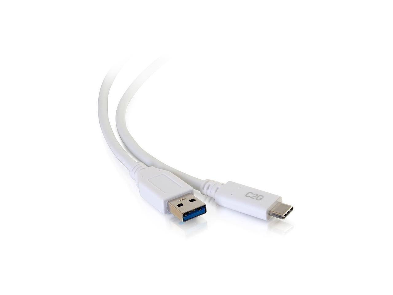 Alt View 5. Cables to Go - C2G 28835 C2G 3FT USB 3.0 USB TYPE C TO USB A USB CABLE WHITE M/M.
