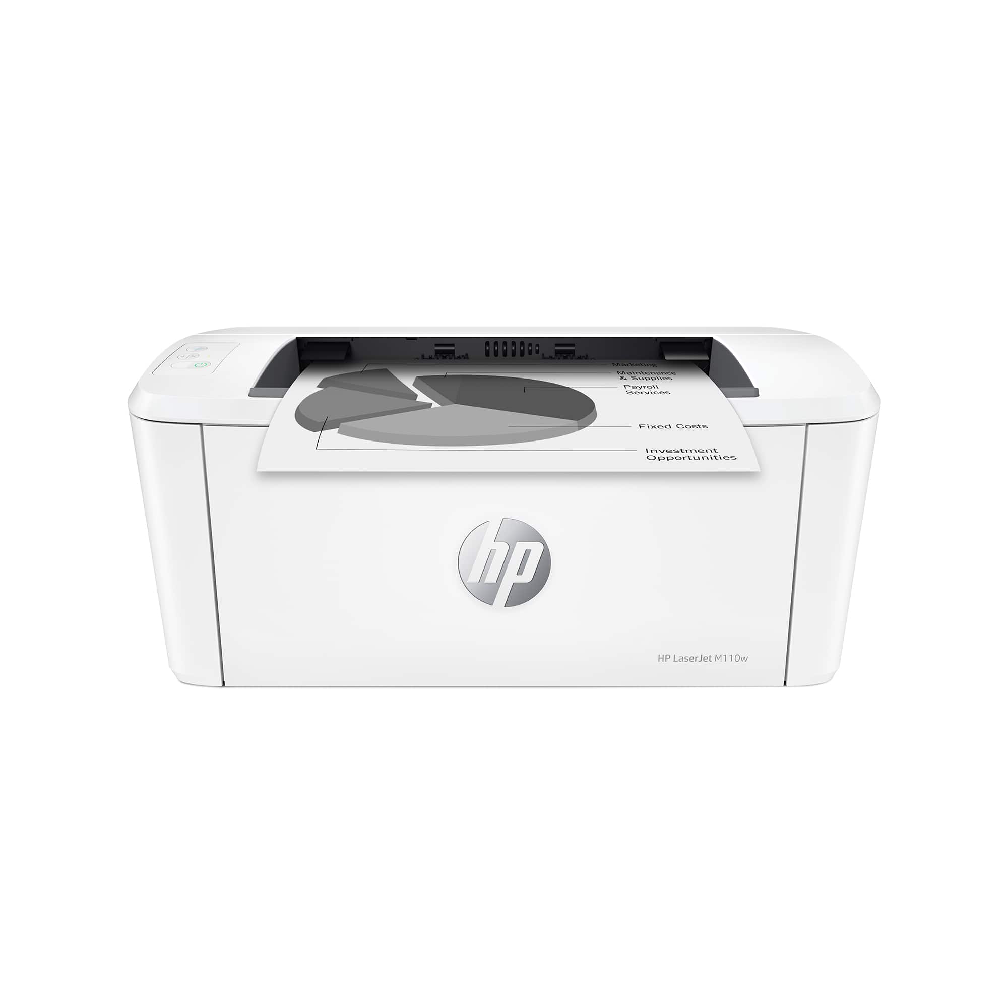 HP - LaserJet M110w Wireless AI-Enabled Black and Laser Printer - White - Front_Zoom