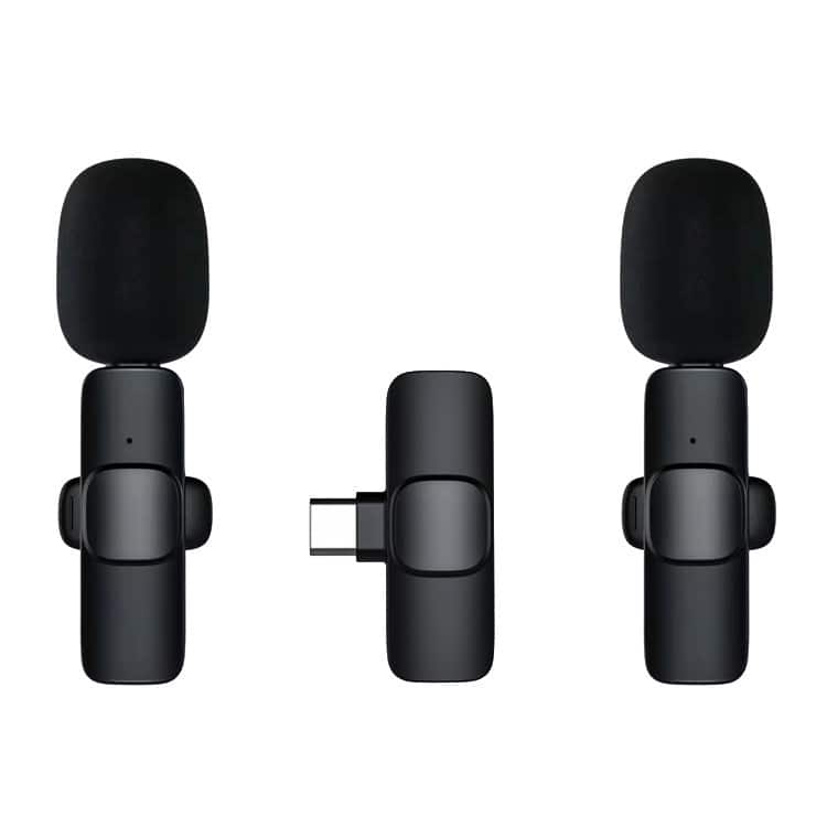 Cluzine - Wireless Lavalier Microphone 2 Pack, Plug & Play, Noise Canceling, for iPhone/Android, Live Stream
