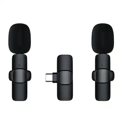 Front. Cluzine - Wireless Lavalier Microphone 2 Pack, Plug & Play, Noise Canceling, for iPhone/Android, Live Stream.