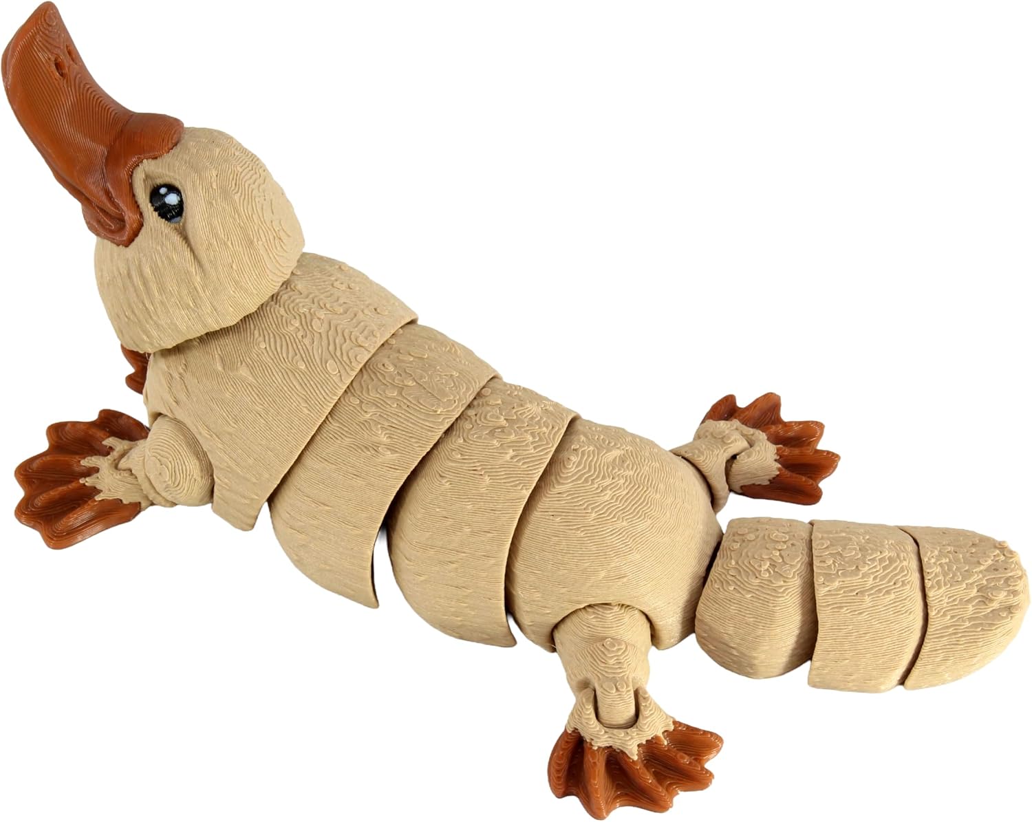 Alt View 4. JuzToys - 3D Printed Articulated Platypus Figurine, 6.5" Flexible Jointed Duck-Billed Platypus, Fidget Desk Decor by PowerTRC - Brown.