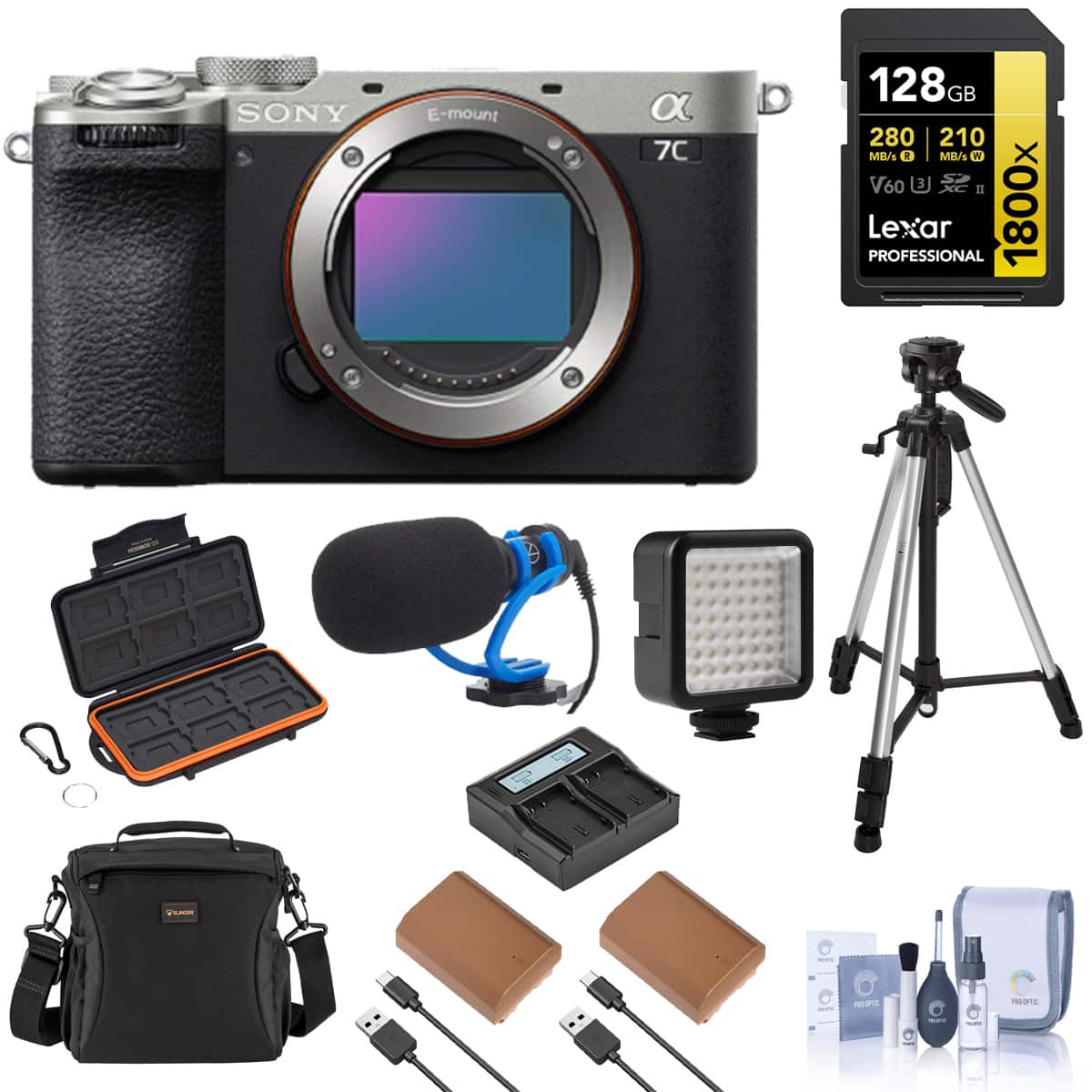 Bundle - Sony - Alpha a7C II Mirrorless Camera, Silver, with 2x NP-FZ100 Battery, 128GB Memory Card and Shotgun Microphone price history on PriceWatchPro