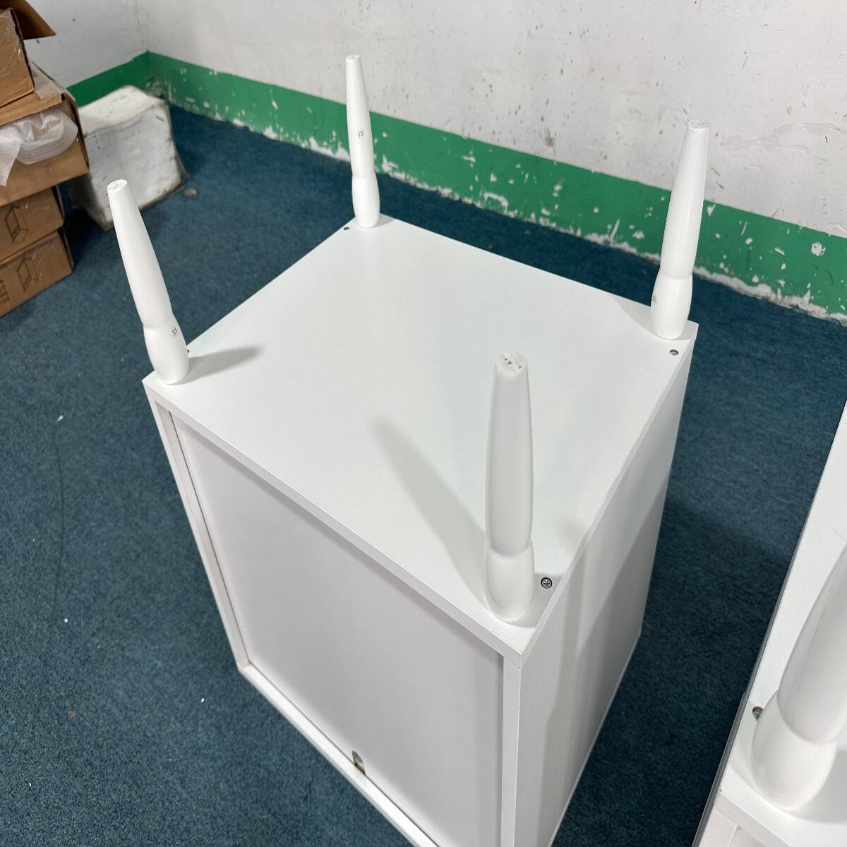 Alt View 6. Loheer - Loheer Modern White Nightstand with Drawer and Open Shelf, Gold Knob, Compact Bedroom Bedside Table - White.