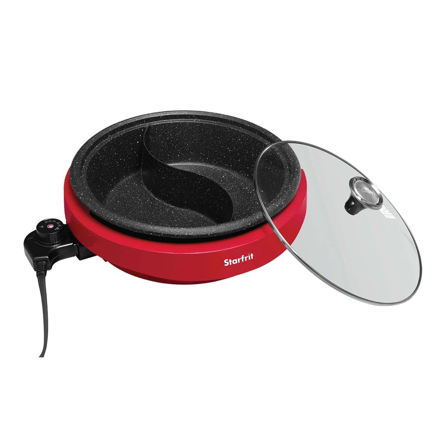 THE ROCK by Starfrit - 024425-002-0000 Dual-sided 3.2-qt. Electric Hot Pot - Red