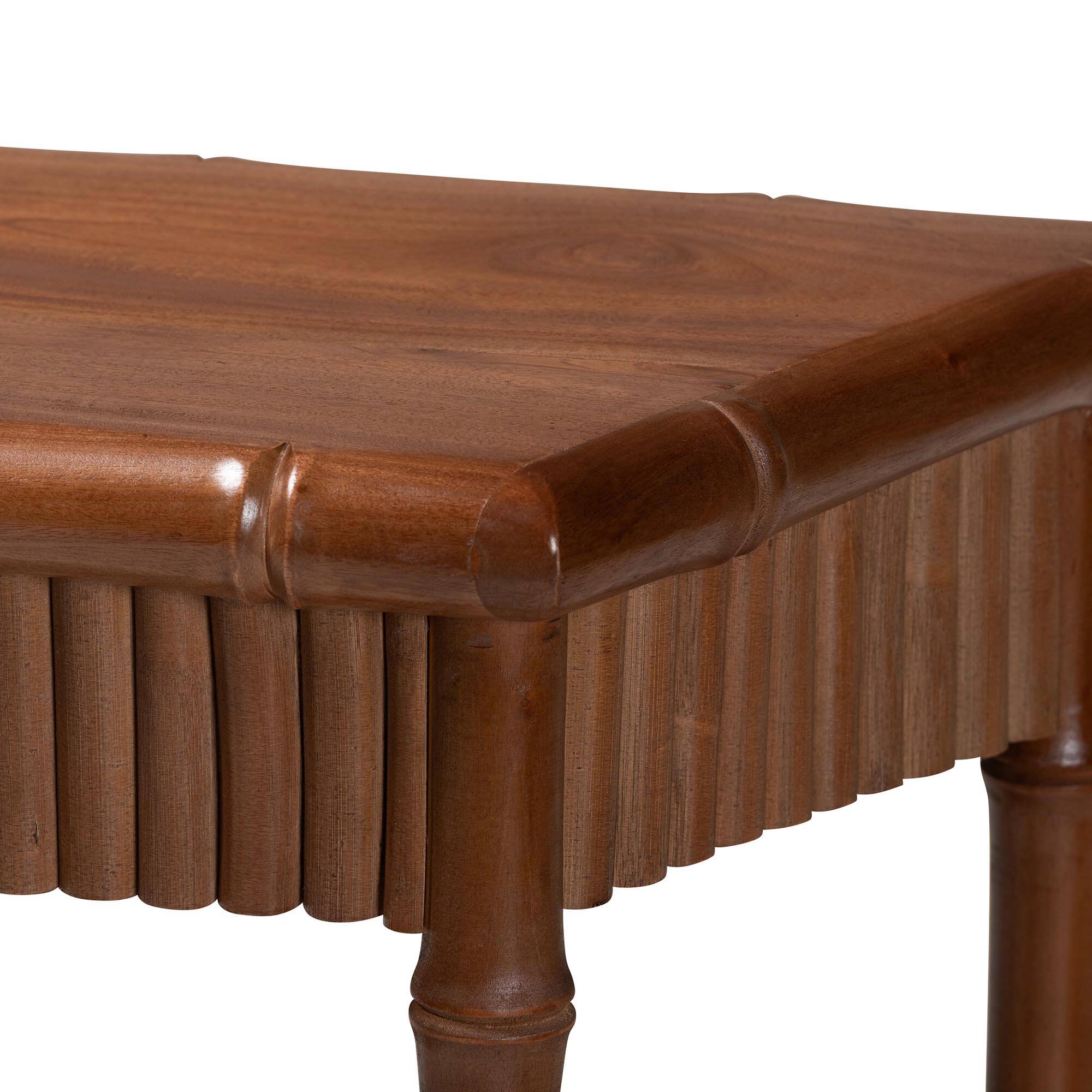 Alt View 1. bali & pari - Alessa Mahogany Wood Console Table - Fluted Wood Accent Table with Bamboo Motif and Two-Tier Display, 32 in. - Mahogany Brown.
