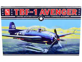 Skill 2 Model Kit Grumman TBF-1 Avenger Torpedo Bomber "United States Navy - WWII" 1/48 Scale Model by AMT - Blue