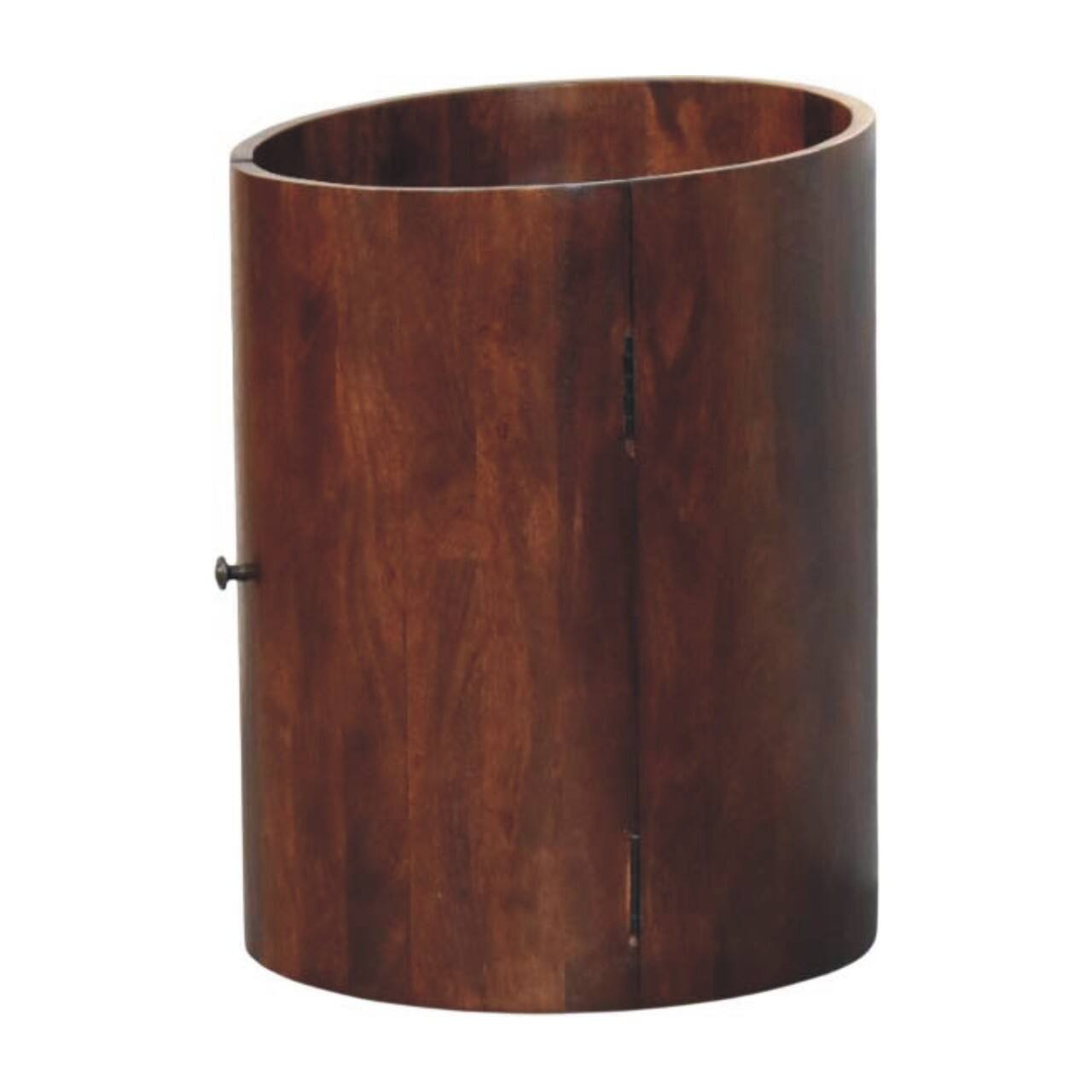 Left. Artisan Furniture - Artisan Furniture  Solid wood Winewood Round Side Cabinet, 3 Inside Shelves, Dark Brown - Dark Brown.