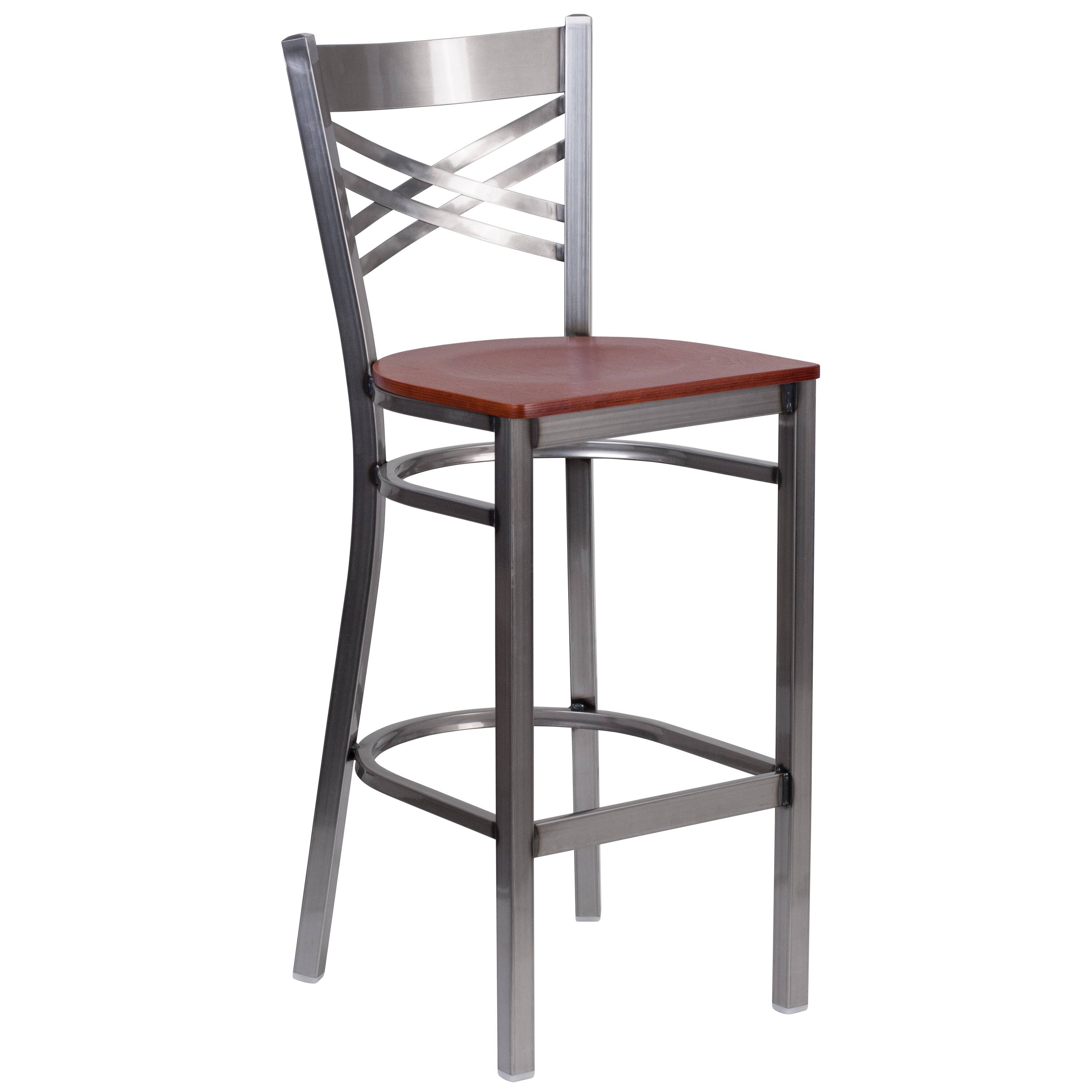 Cherry Wood Seat/Clear Coated Metal Frame