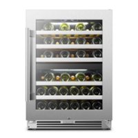 LanboPro - 24 in. 44 Bottle Seamless Stainless Steel Dual Zone Wine Refrigerator with Ultra-Quiet Compressor and Digital Thermostat - Black - Front_Zoom