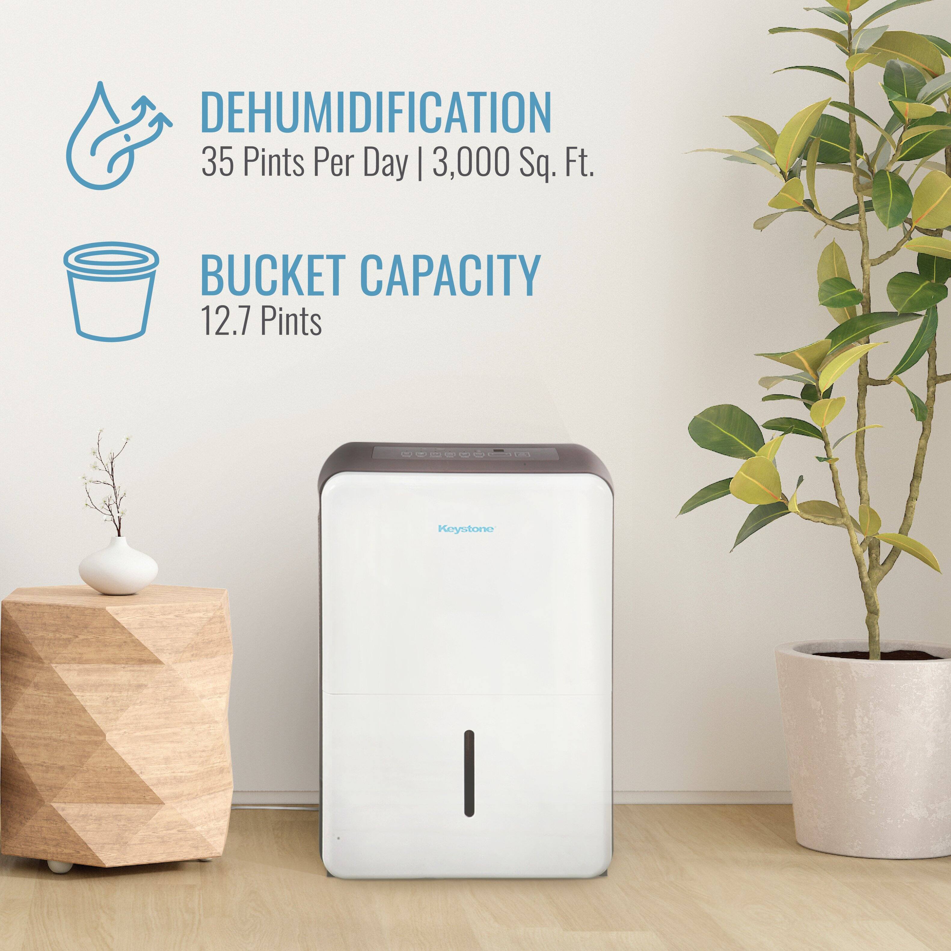 DEHUMIDIFICATION  
35 Pints Per Day | 3,000 Sq. Ft.  
BUCKET CAPACITY  
12.7 Pints