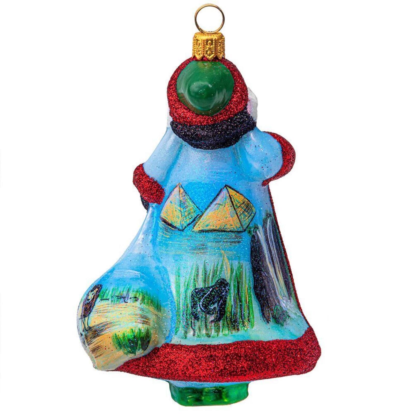Angle. Joy to the World Collectibles - Joy to the World Glitterazzi International Africa Santa Claus Polish Glass Christmas Ornament - Multicolor.