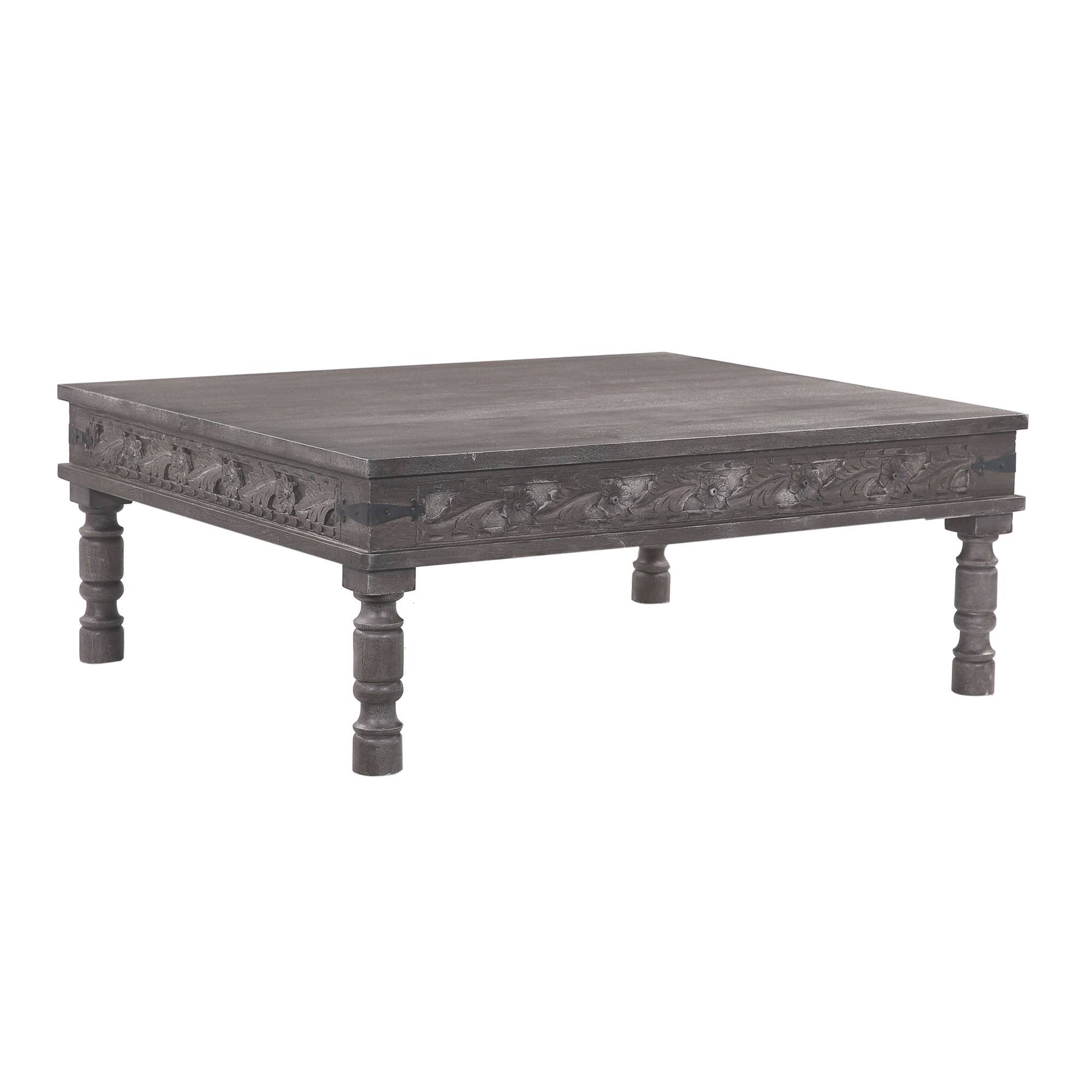 Front. Maven Lane - Maven Lane Emin Handmade Heritage Wooden Rectangular Coffee Table, Grey Finish - Grey.