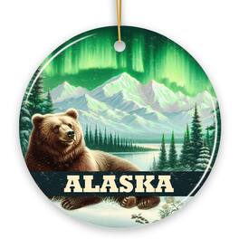 OrnamentallyYou - Majestic Alaska Wilderness Vintage Ornament, Northern Lights Grizzly Bear Christmas Gift and Nature - Multi-colored