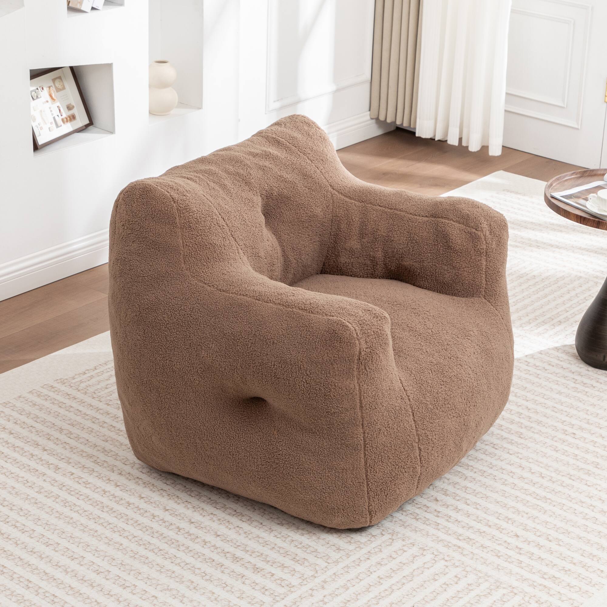Alt View 6. GOODSILO - Bean Bag Sofa Chair with Armrests - Stuffed High-Density Foam, Lazy Comfy Chair for Adults, Living Room, Bedroom Reading - Coffee.