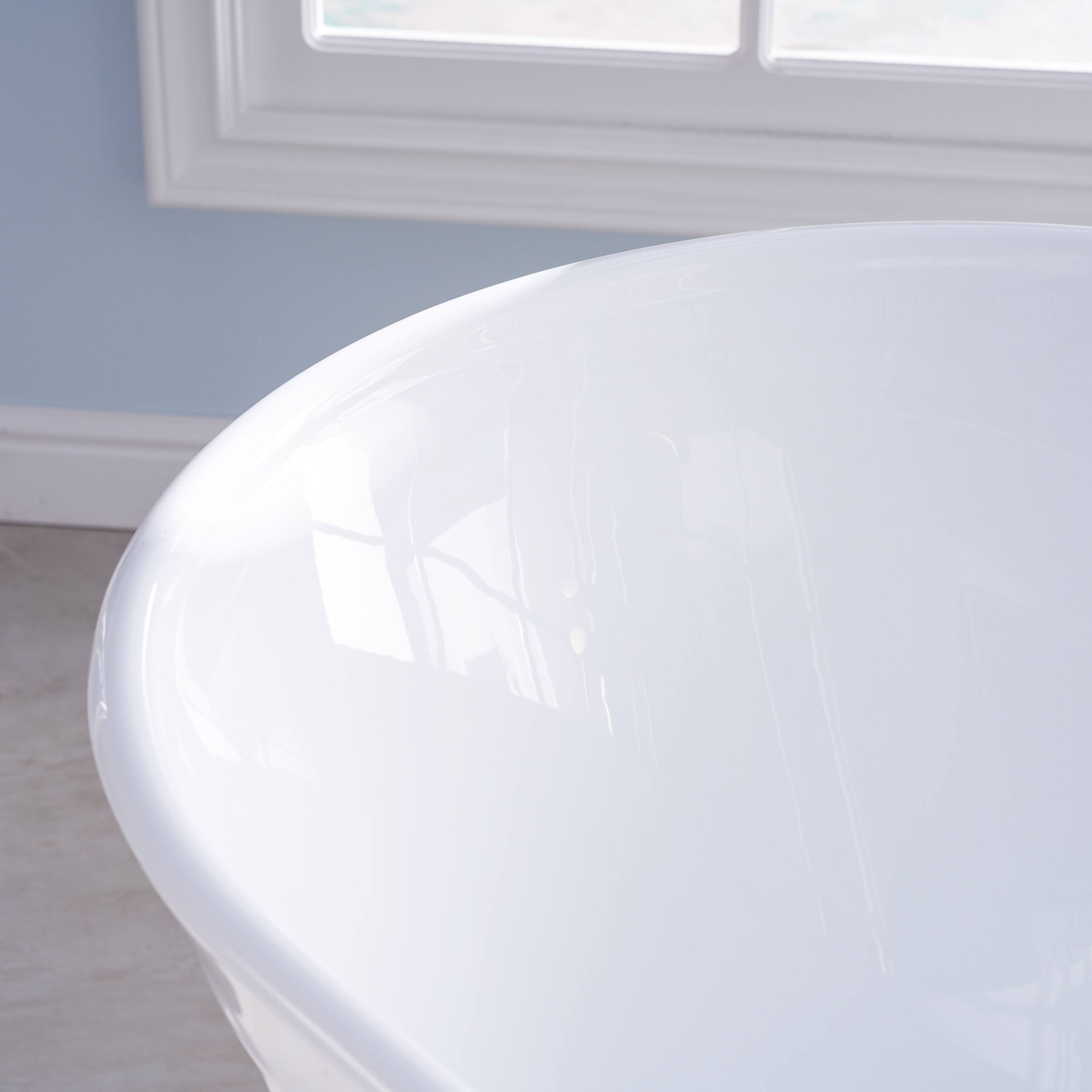 Alt View 7. WELLFOR - Elio 59 in. x 31 in. Pure Virgin Acrylic Oval Freestanding Soaking Bathtub with Drain and Overflow - White.