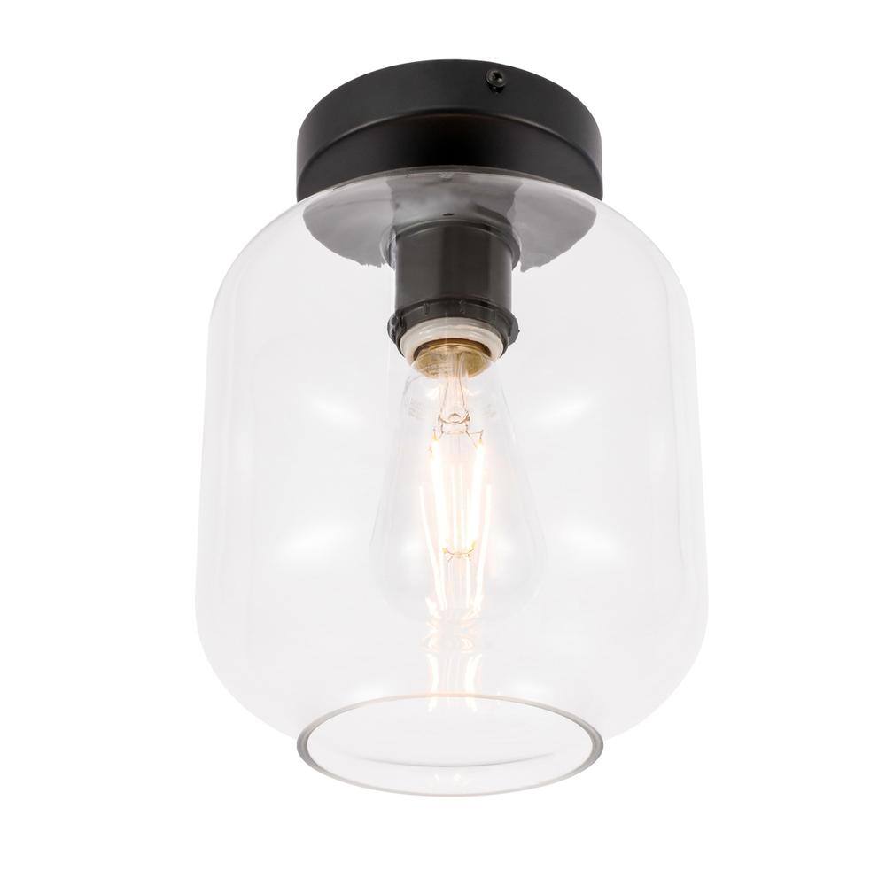 Alt View 4. Living District - Collier 1 light Black and Clear glass Flush mount - Black And Clear Glass.