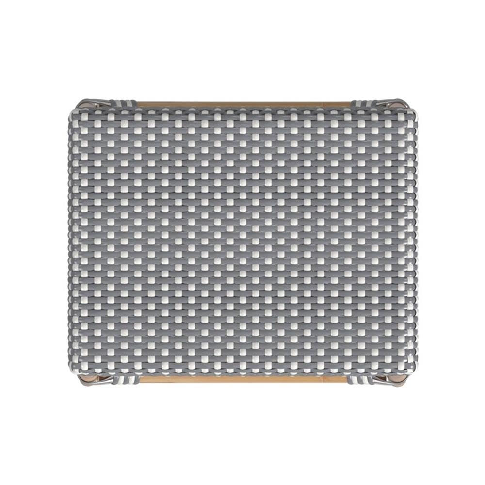 Left. Butler Specialty - Robias Rectangular Rattan 24.5" Counter Stool - White And Gray Dot.